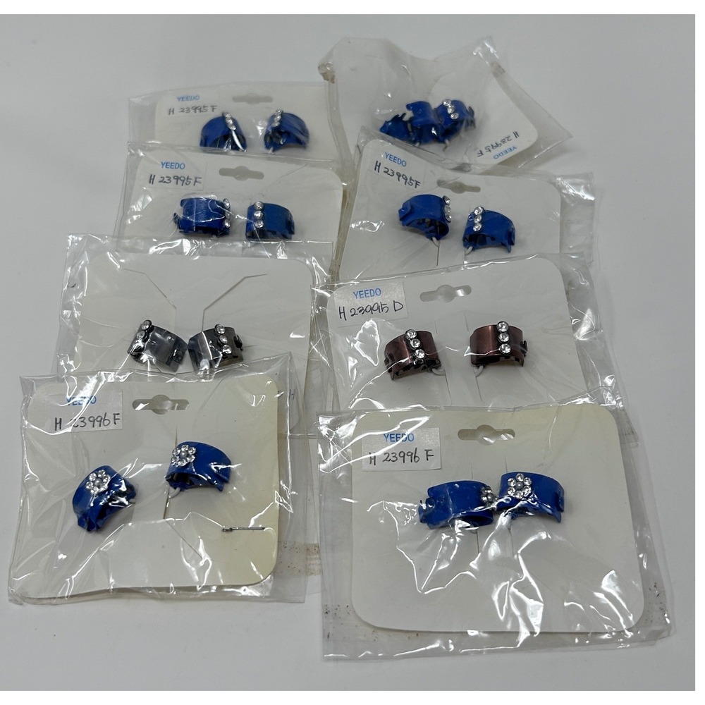 Mini Hair Claw Clips Bulk Lot Rhinestone Metallic Blue Bronze Gunmetal